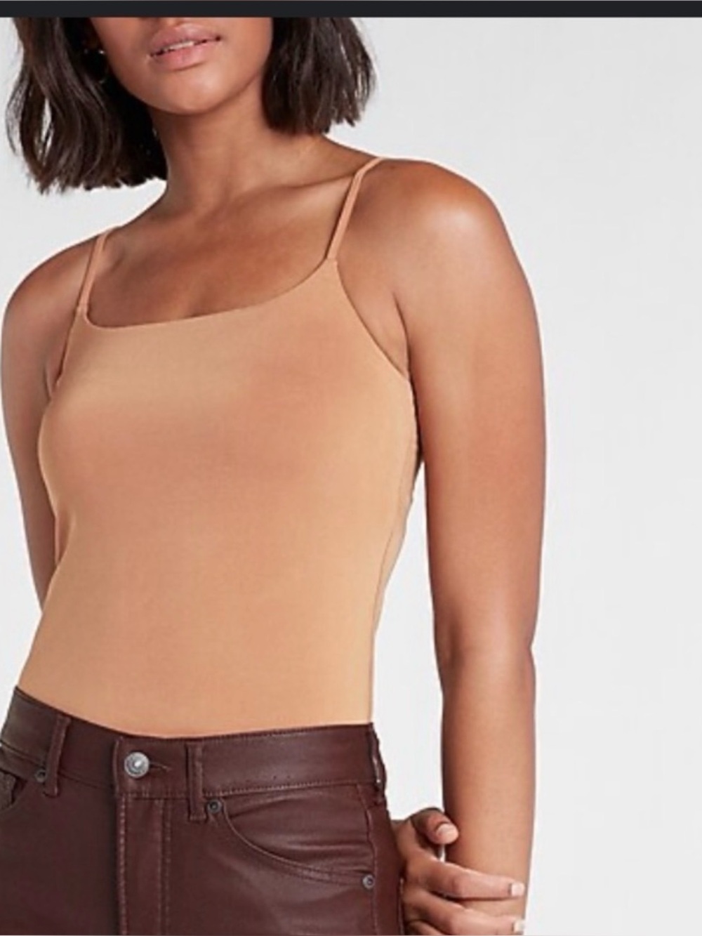 Express - Tan Slim-Strap Bodysuit - Small